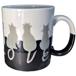 Vintage Otagiri Japan‎ "Cheré" Black & White Cat Silhouette Mug - 3.75